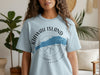 Light blue t-shirt with Kiawah Island map, compass, and South Carolina text.
