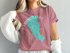 Dusty rose t-shirt with Pyramid Lake Nevada graphic and compass rose.