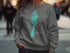Gray sweatshirt with turquoise "Beautiful Lake Michigan" graphic and compass rose.