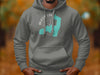 Grey hoodie with Augur Lake New York map and compass design.