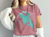 Pink t-shirt with a teal map of Lake Kissimmee, Florida graphic.