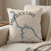 Pickwick Lake, Mississippi map on a light-colored textured pillow.