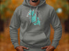 Gray hoodie with a teal map and compass design for Webster Lake, Massachusetts.