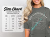 Comfort Colors 1717 heavyweight adult tee size chart with lake graphic.