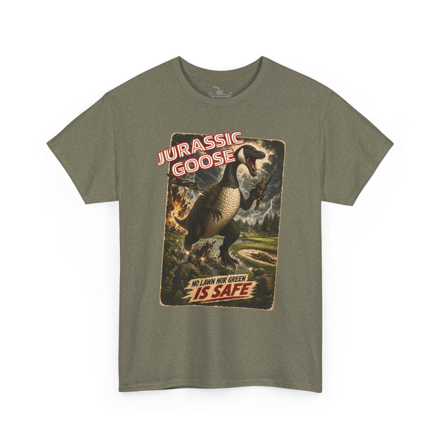 Jurassic Goose Funny Canadian Bird Shirt | Golf Course Dinosaur Monster Attack | Great for both Birdwatchers and Sci-fi fans