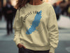 Light yellow sweatshirt with blue Carlyle Lake map, compass, and "Illinois" text.