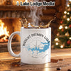 White mug with "Wright Patman Lake Texas" and a compass design.