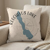 Keechelus Lake Washington map pillow with compass rose graphic.