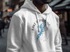 White hoodie with Lake Hopatcong map and compass graphic.