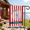 Toledo Bend Louisiana garden flag with red and white stripes and "The Smith Family".