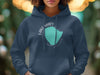 Dark blue hoodie with "Lake Mary Minnesota" and a teal lake shape graphic.