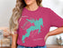 Teal map of Arcadia Lake, Oklahoma on a pink t-shirt.