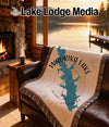 Waurika Lake, Oklahoma map on a blanket with compass design.
