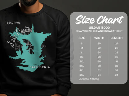 Lake Casitas California Map Design T-Shirt or Sweatshirt
