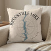 Brookville Lake Indiana map with compass design on a textured pillow.