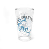 Clear glass with blue Green River Lake map and compass design.