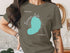 Olive green t-shirt featuring a stylized map of Newman's Lake, Florida.