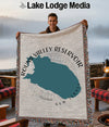 Throw blanket with Round Valley Reservoir map design and "New Jersey" text.