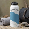 White thermos with "VALLEY RESERVE NEW" text and a blue map outline.