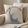 Decorative pillow with Parker Canyon Lake Arizona map and compass graphic.