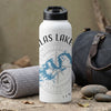 White water bottle with "Douglas Lake Tennessee" and lake map compass design.