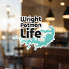Wright Patman Life sticker with a teal lake outline.