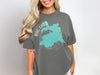 Dark grey t-shirt with "Big Lake Arizona" map graphic and compass rose detail.