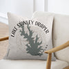 Lake Stanley Draper Oklahoma map with compass rose graphic on a textured pillow.