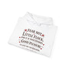 Fear Not Little Flock Hoodie with Printed Sleeves | Luke 12:32 Scripture Heart Design Bible Verse Gift | Share your faith