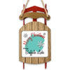 Sled ornament with red runners and wood panel reading "Merry Christmas from Buffalo Lake."