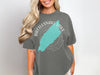 Grey t-shirt with Rattlesnake Lake Washington design and compass illustration.