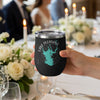 Black tumbler with Lake Pleasant, Arizona map and compass rose design.