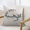 Lake Spivey Georgia pillow with a map and compass design.