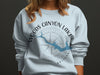 Light blue sweatshirt with Woods Canyon Lake Arizona graphic and compass design.