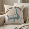 Pillow with blue Lake Thunderbird map design and "Lake Thunderbird Oklahoma" text.