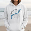 White hoodie with "Lake Ullswater England" text and blue lake map graphic.
