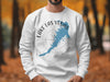 White sweatshirt with Lake Las Vegas, Nevada map and compass design.