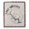 Woven blanket with Lake Wateree outline, compass rose, and text "Lake Wateree South Carolina".