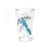 Clear glass pint glass with a blue map outline and "HUDSON LAKE" text.