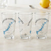Three clear glasses with "Tenkiller Ferry Lake Oklahoma" and a blue lake map design.