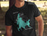 Black t-shirt featuring Shaver Lake, California map with compass rose.