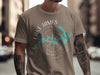 T-shirt with Lake James North Carolina map and compass design.