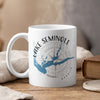 White mug with Lake Seminole map and compass design, "Georgia".