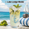 Clear glass with "Norfork Lake" and compass design filled with drink