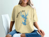 Yellow t-shirt with Moss Lake North Carolina map and compass graphic.