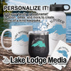 Mug, tumbler, and water bottle with Lake Superior map graphic.