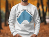 White sweatshirt with Little Turtle Lake Minnesota design and map outline.