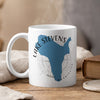 White mug with blue Lake Stevens shape and Washington text.