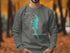 Dark gray sweatshirt with "Beautiful Lake Sunapee New Hampshire" map design.