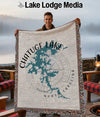 Woven blanket with Chatuge Lake map and "North Carolina" text.